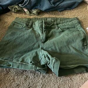 Green denim shorts